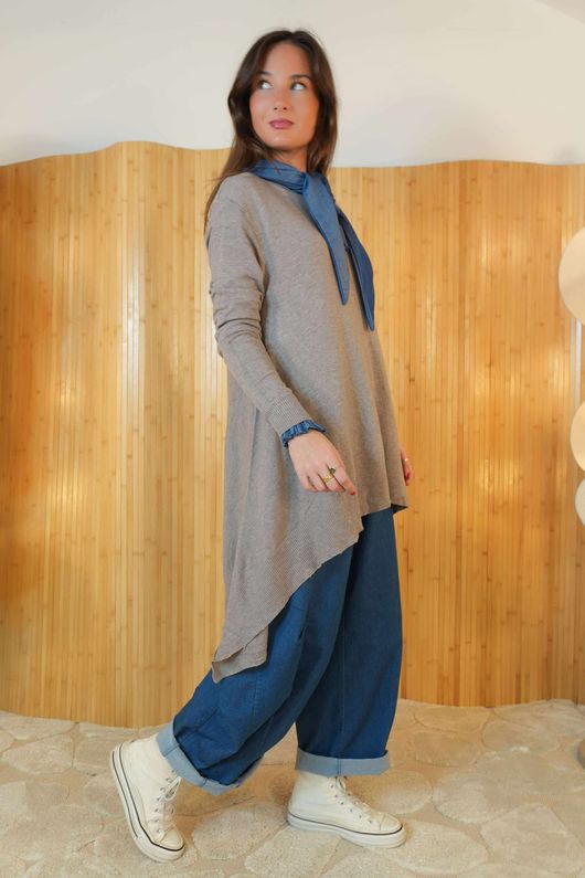 Mabel Dip Side Stretch Fine Knit Mocha /30=